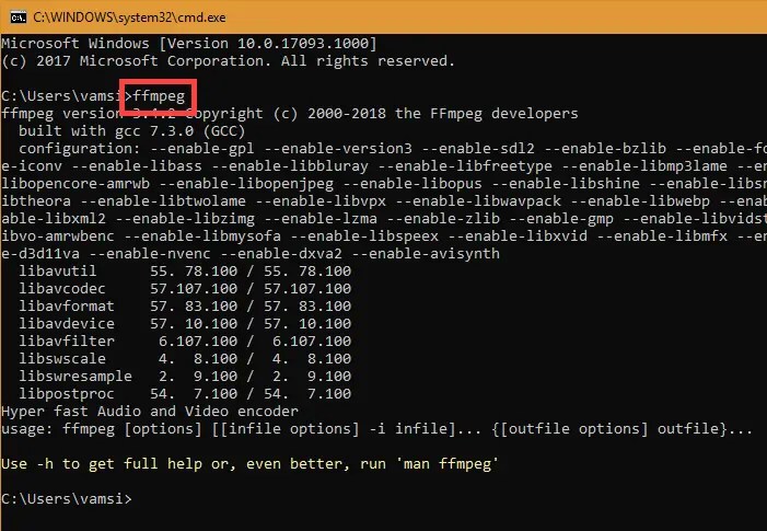 how to use ffmpeg windows 10
