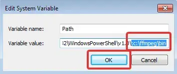 add FFmpeg to path in windows 7