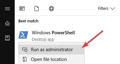 Open powershell as admin