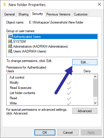 修正フォルダエラーにアクセスする権限がありません-編集
