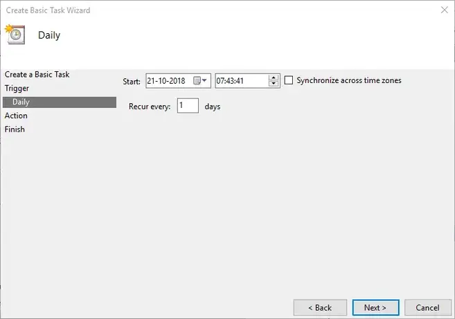 Task scheduler select date and time
