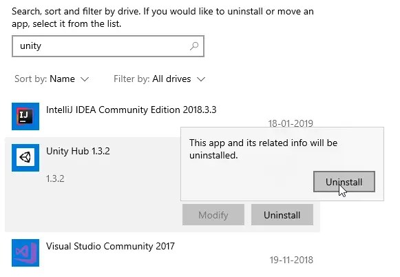 Uninstall unity 06 Uninstall unity 06