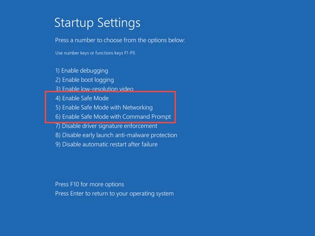 4 を押してセーフ モードで起動します