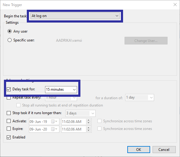スタートアッププログラムのステップ05を遅らせる