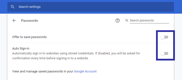 クロムオートフィル03を無効にする