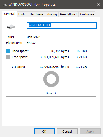 ドライブのファイル システム フォーマットを確認する
