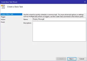 How To Display Popup Message With Task Scheduler In Windows 10 Open windows task scheduler (search 'task scheduler' in the start menu). how to display popup message with task