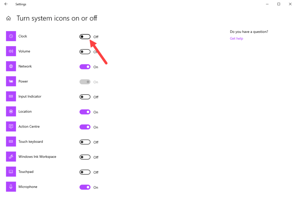 Скрыть-дата-время-панель задач-windows-10-переключатель часов