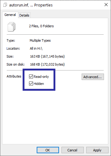 カスタム USB ドライブ アイコン - 非表示のチェックボックス