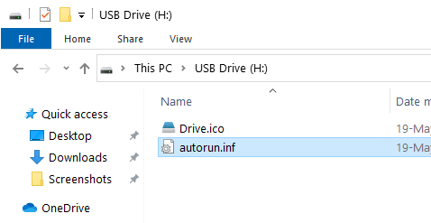 カスタム USB ドライブ アイコン - ファイルの名前を変更