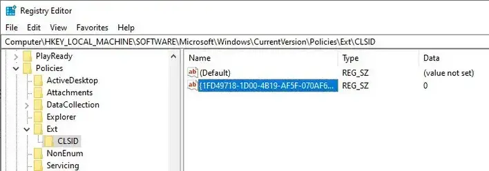 disable BHO in registry