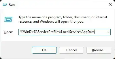 open appdata folder