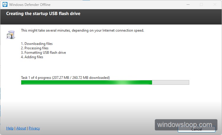 Δημιουργήστε το Microsoft Defender offline Scan USB