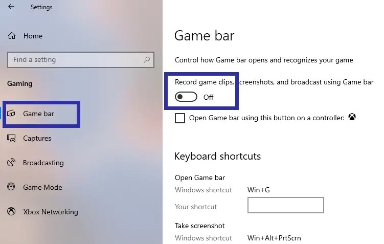 how to disable game bar