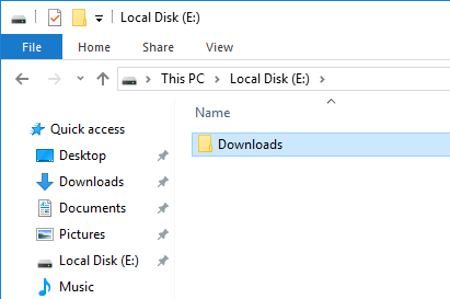 Create new folder in another drive and name it Downloads Create new folder in another drive and name it Downloads
