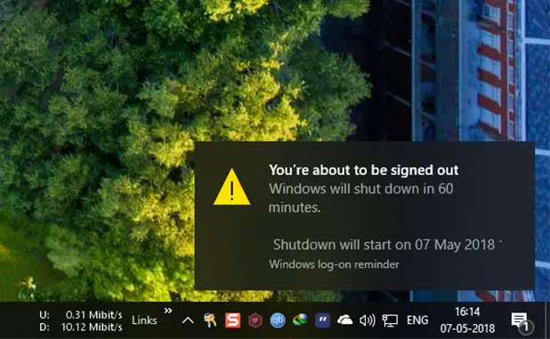 windows shutdown timer no notification