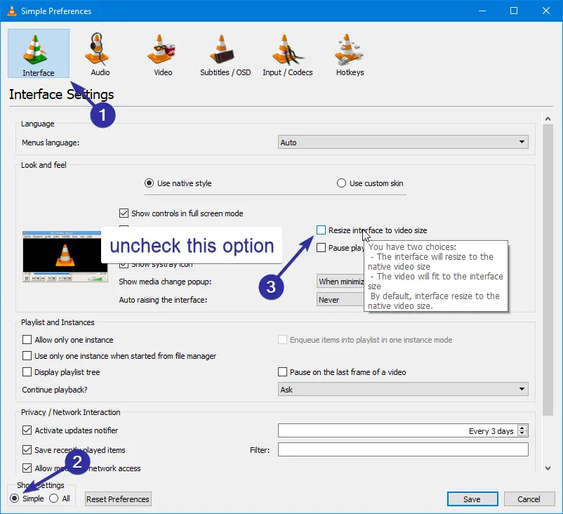 How to Stop VLC Media Player from Automatically Resizing