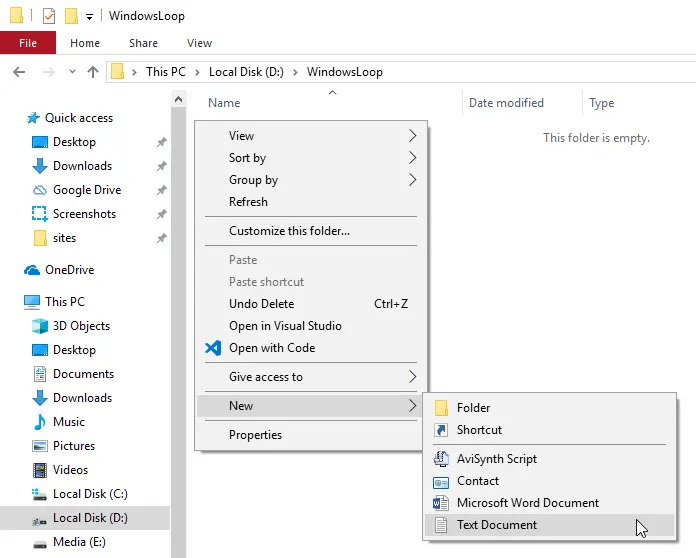 how to create a folder on windows 10