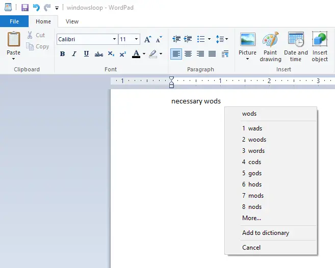 Add spell check to wordpad