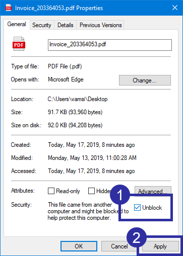 file blocked in zip folder windows 10