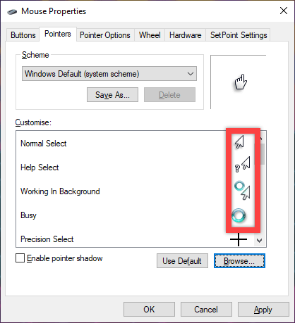 How to Add Left Hand Friendly Mouse Cursor in Windows 10