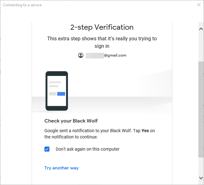 Connect gmail in win 10 mail app - two factor auth
