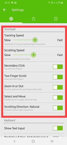 Android phone as mouse pad windows - tackpad options
