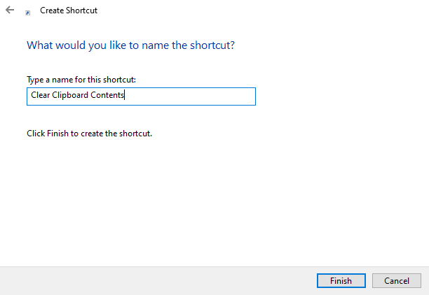 Clear clipboard shortcut - name shortcut