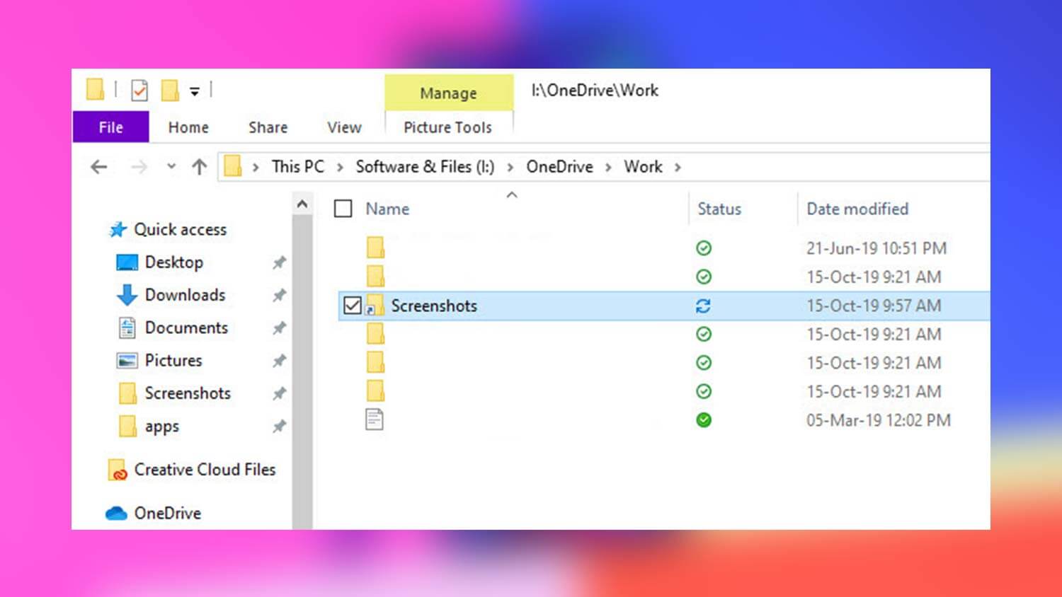 onedrive for business sync folders