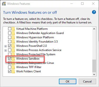 Windows-sandbox-in-home-edition-select-checkbox