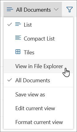 Add sharepoint to file explorer - select view in file explorer