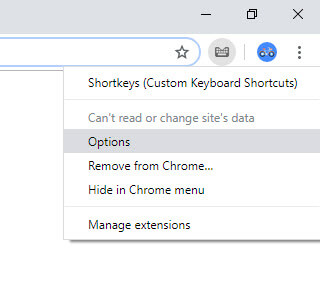 Disable-chrome-shortcuts-extension-options