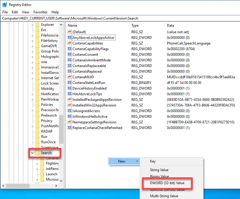 Disable-start-menu-web-results-windows-10-new-dword
