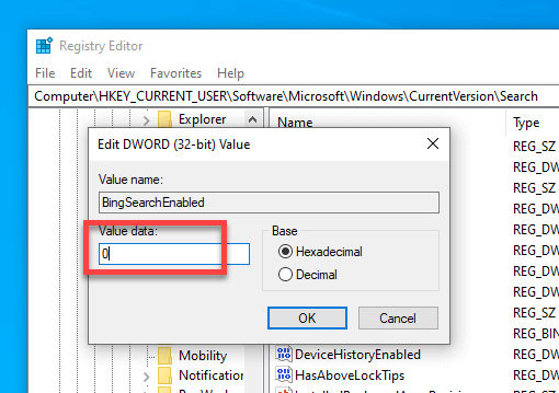 Disable-start-menu-web-results-windows-10-set-value-data-2