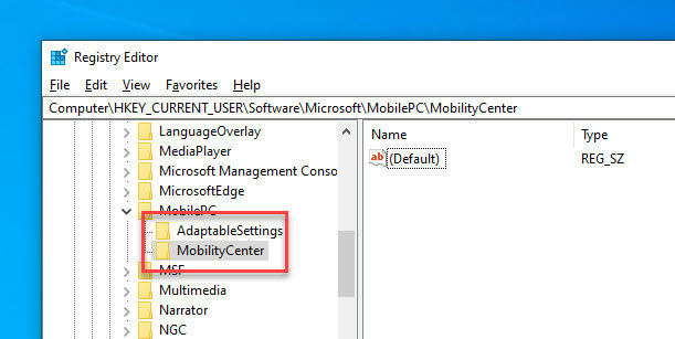 Enable-mobility-center-create-mobility-center-key