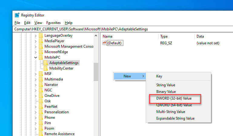 Enable-mobility-center-new-dword-value