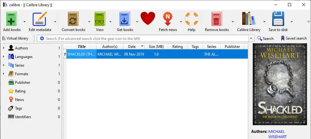 Epub to mobi windows - epub file added to calibre