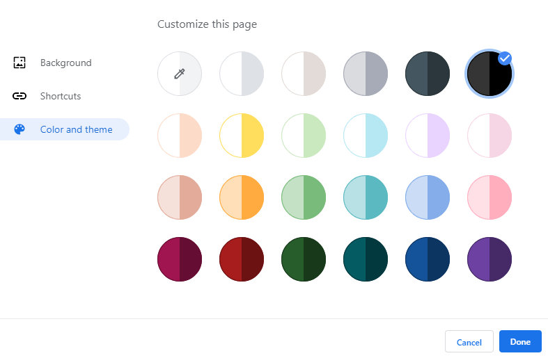 Make-google-chrome-theme-select-color-scheme