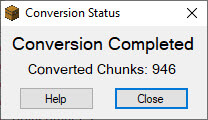 Minecraft-windows-10-to-java-conversion-complete-message