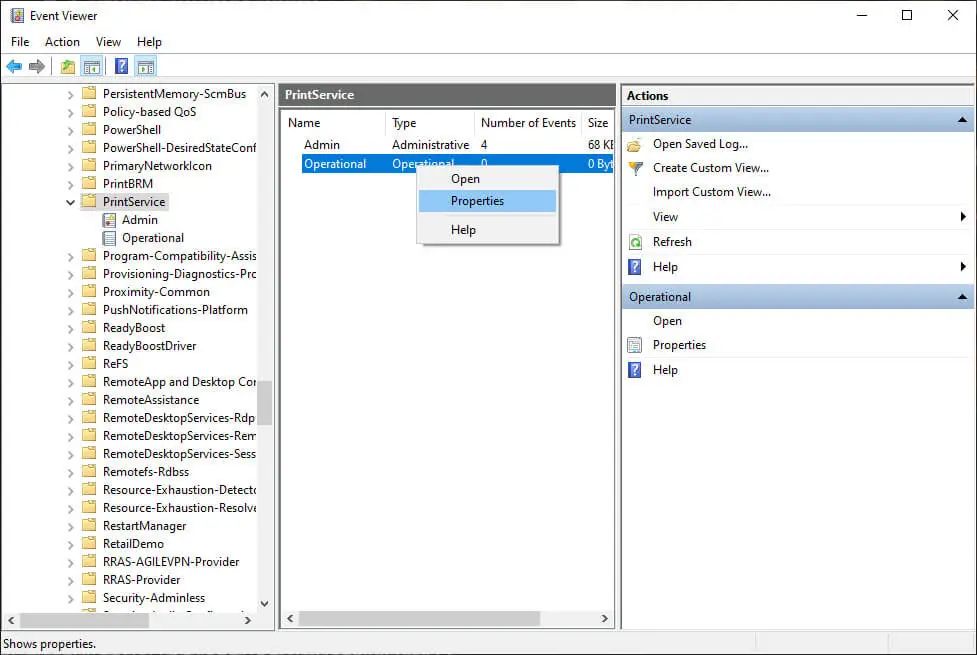 Print-history-windows-event-viewer-select-properties