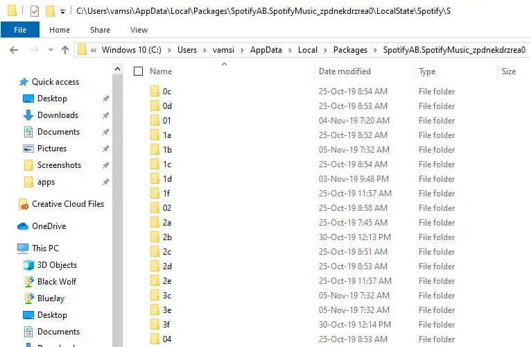 windows 10 spotify download files location