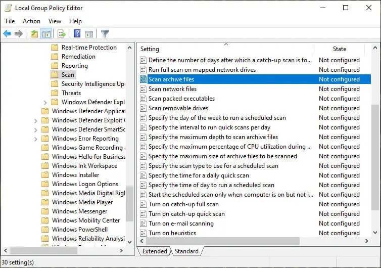 Windows-defender-archive-scan-open-policy