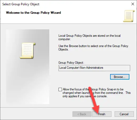 Non-administrator-group-policy-windows-finish-wizard