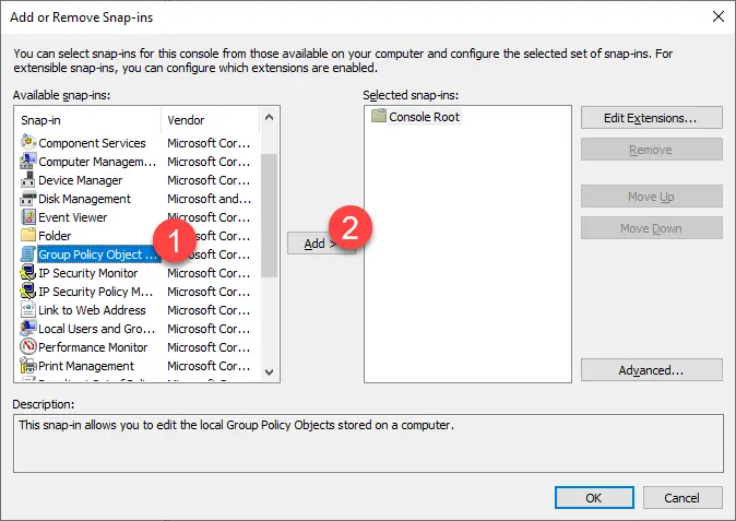 Non-administrator-group-policy-windows-select-group-policy-object-option