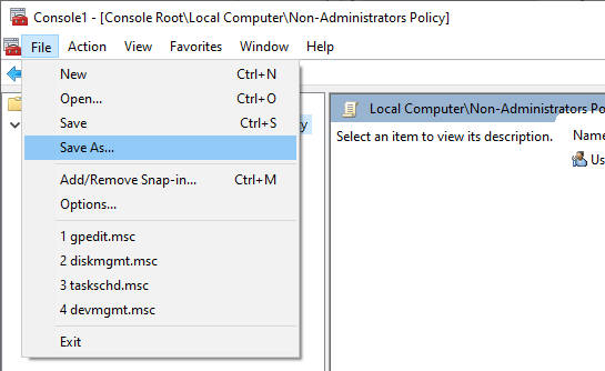 Non-administrator-group-policy-windows-select-save-as