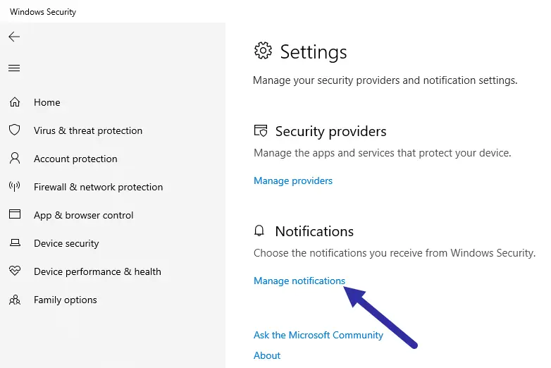 Disable-windows-defender-notifications-click-notifications-link