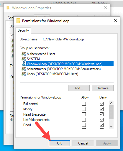 Restrict-folder-access-windows-click-ok-to-save-changes