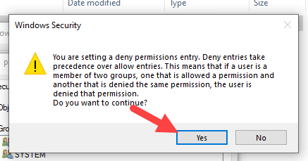 Restrict-folder-access-windows-click-yes