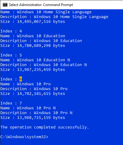 Convert-esd-to-wim-find-index-number
