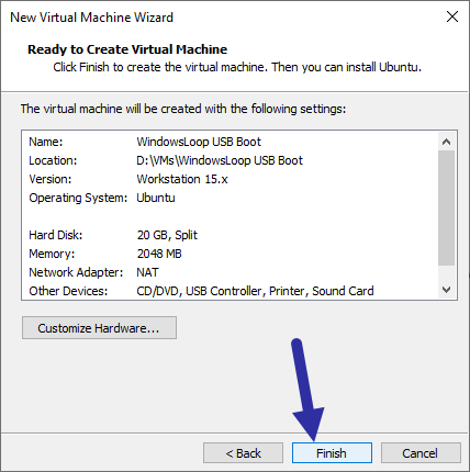 Boot-from-usb-vmware-finish-wizard